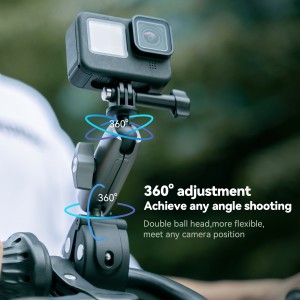 پایه نگهدارنده دوربین سوپر کلمپ 360 درجه برای دوچرخه و موتور | نصب آسان و مقاوم برای GoPro و Insta360