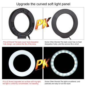 رینگ لایت PULUZ مدل PU391 با تنظیمات سه حالت نور برای استفاده حرفه‌ای