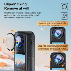 محافظ لنز Insta360 X5 شفاف PULUZ مناسب فیلم‌برداری حرفه‌ای