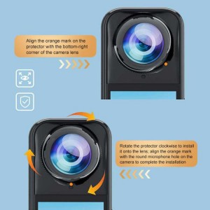 نصب قاب محافظ لنز PULUZ روی دوربین Insta360 X5