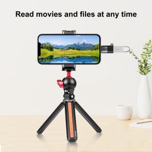 مبدل USB-C به OTG هشت پین PULUZ (مشکی) | اتصال سریع و پایدار برای دستگاه‌های هوشمند