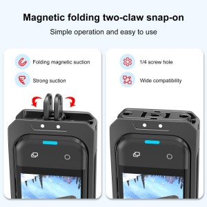 قاب محافظ فلزی Insta360 X5 برند PULUZ به همراه درپوش لنز | محافظ مقاوم مشکی برای دوربین X5