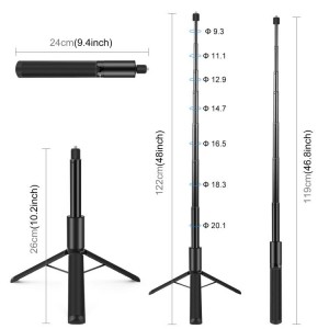 مونوپاد 1.22 متری PULUZ PU497B برای فیلم‌برداری 360 درجه