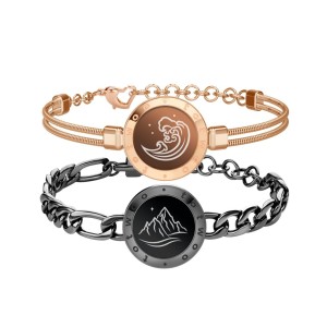 دستبند لمسی هوشمند توتو طرح کوه و دریا مشکی و طلایی | ست عاشقانه شماره ۳۵