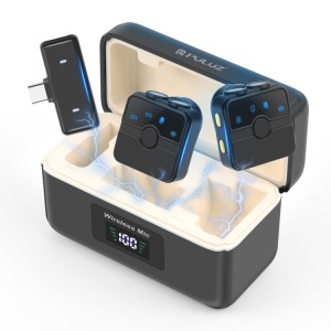میکروفون بی‌سیم یقه‌ای مغناطیسی PULUZ SmartLink WS300 با جعبه شارژ و گیرنده Type-C | مدل PU3155B