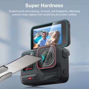 محافظ صفحه نمایش و لنز 3 در 1  برای Insta360 Ace Pro برند پولوز مدل PU951T | گلس مقاوم نمایشگر جلو، پشت و لنز