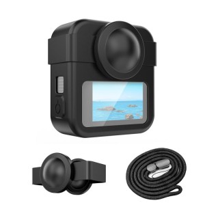 قاب محافظ سیلیکونی PULUZ برای GoPro MAX2 به همراه دو درپوش لنز و بند مدل PU1099B