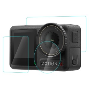 محافظ لنز و صفحه‌نمایش جلو و عقب DJI Osmo Action 4 پولوز مدل PU953T | شیشه سکوریت سه‌تکه شفاف