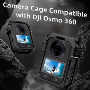 قاب محافظ فلزی DJI Osmo 360 یلانگ مدل DOP4077B مشکی | آلومینیوم CNC و اتصال تجهیزات جانبی