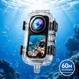 قاب ضدآب غواصی نامرئی Insta360 X6 پولوز مدل PU1215T | مقاوم تا عمق ۶۰ متر با لنز اپتیکال ۳۶۰ درجه