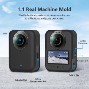 قاب سیلیکونی دوربین DJI Osmo 360 پولوز مدل PU783B مشکی | همراه با پوشش محافظ لنز