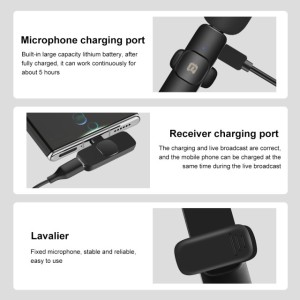 میکروفون PULUZ Wireless Lavalier Noise Reverb Reverb برای دستگاه Type-C / USB-C، پشتیبانی از شارژ تلفن (مشکی)