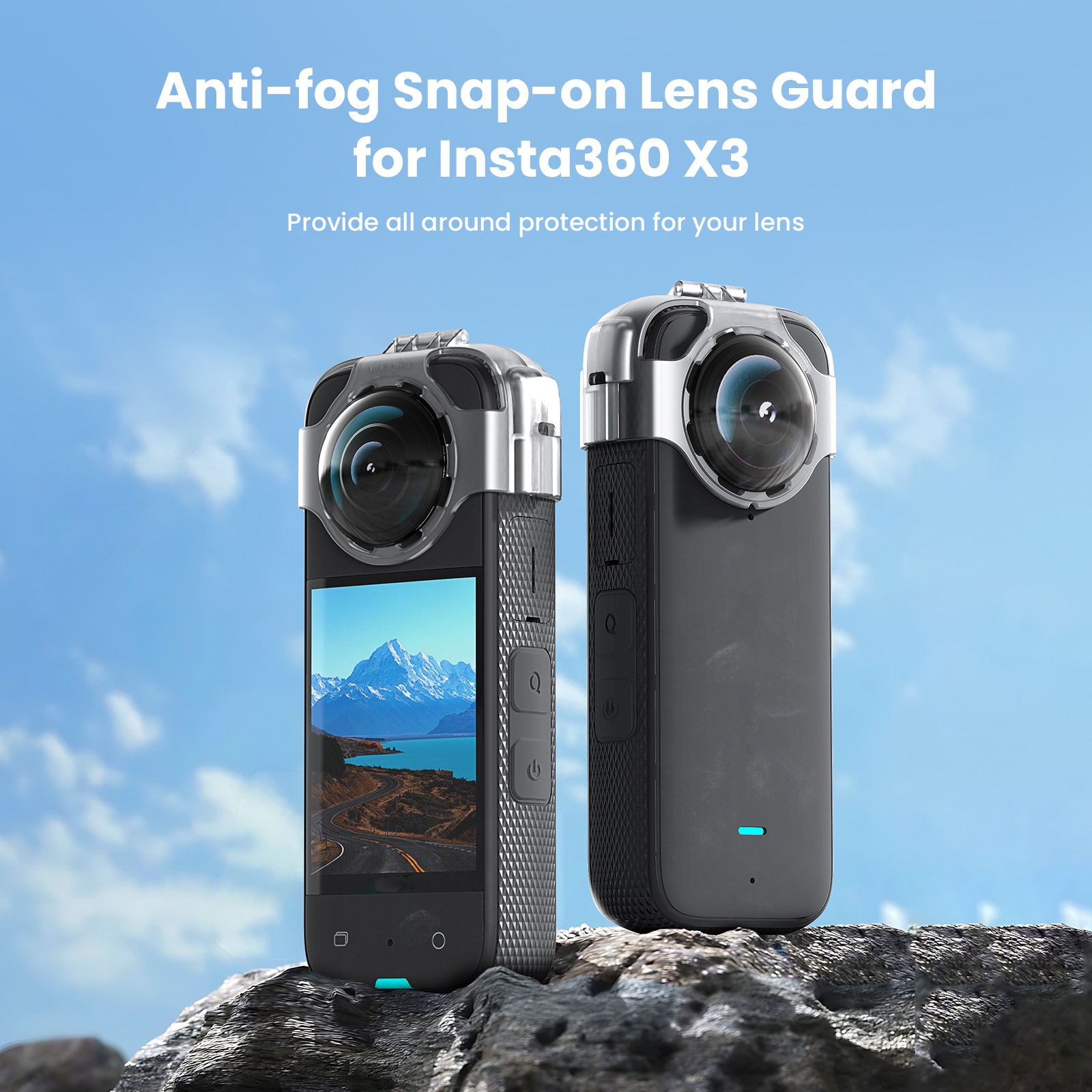 محافظت حرفه‌ای لنز Insta360 X5 با شیشه حرارتی ضدخش PULUZ