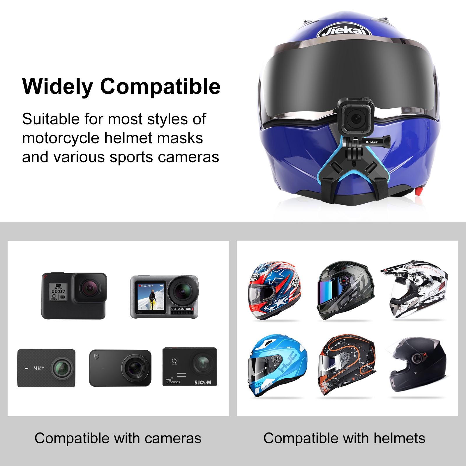 پایه نگهدارنده کلاه ایمنی PULUZ برای GoPro و دوربین‌های اکشن – هیپو اسپورت