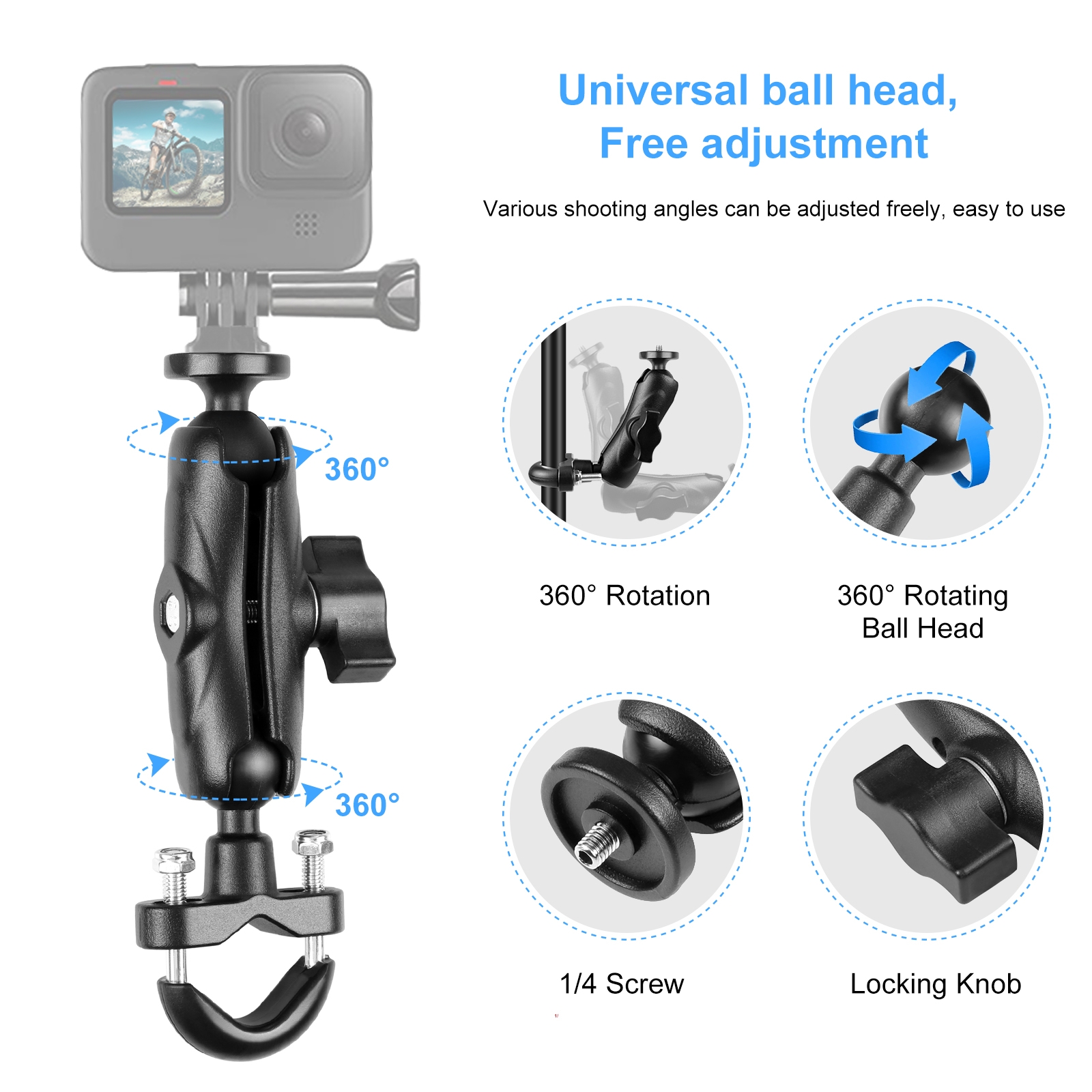 پایه PULUZ U-Bolt؛ سازگار با GoPro، Insta360 و DJI Osmo برای فیلم‌برداری حرفه‌ای