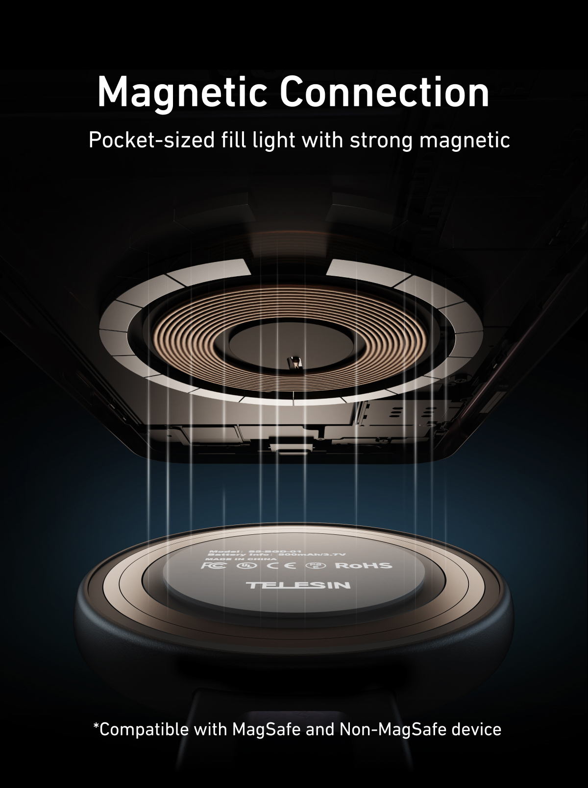نور پرکن قابل حمل TELESIN برای فیلم&zwnj;برداری موبایل