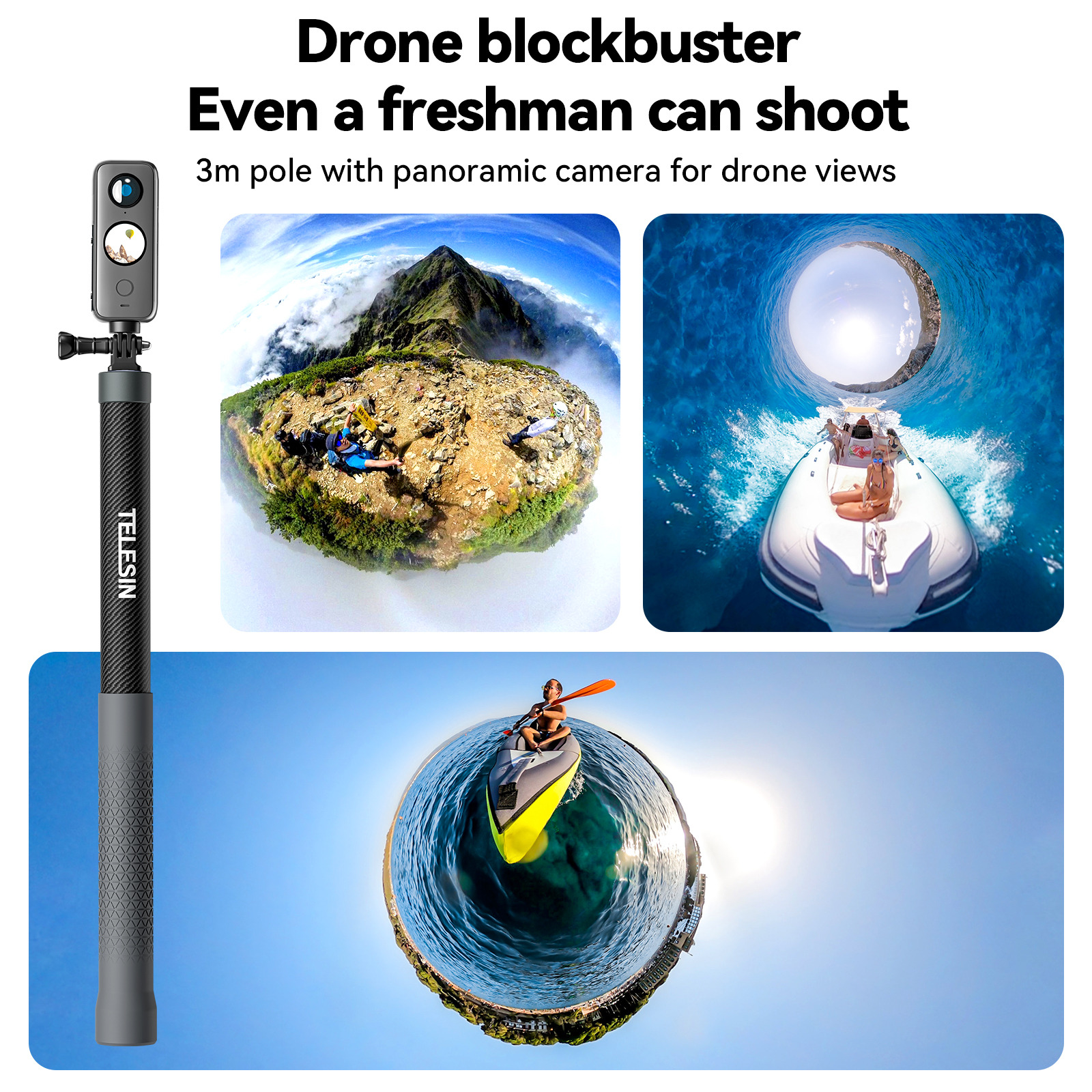 مونوپاد فیبرکربنی تلسین مدل GP-MNP-300-3 برای GoPro و Insta360