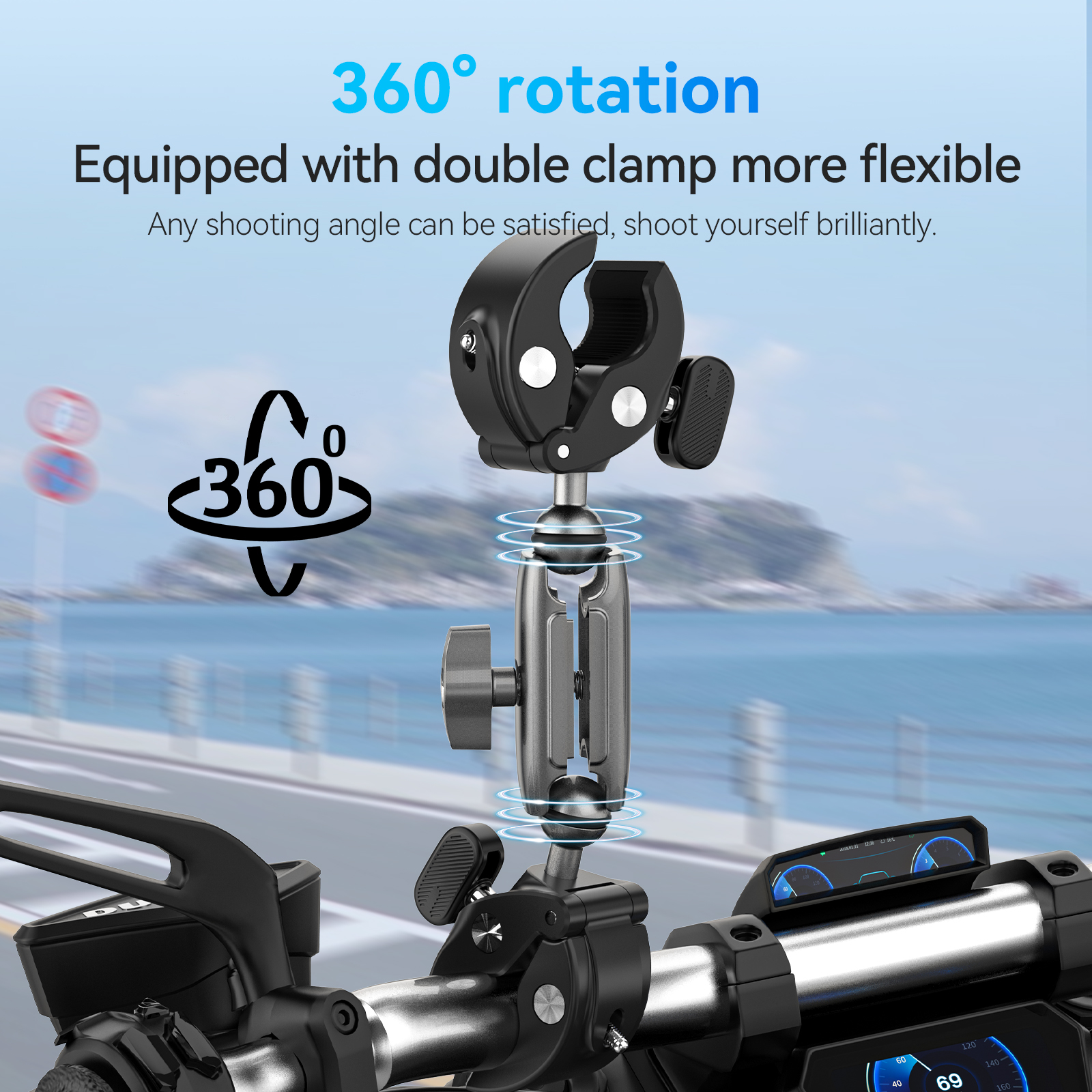 پایه گیره قوی و ضدلغزش تلسین مناسب GoPro 13 و Insta360