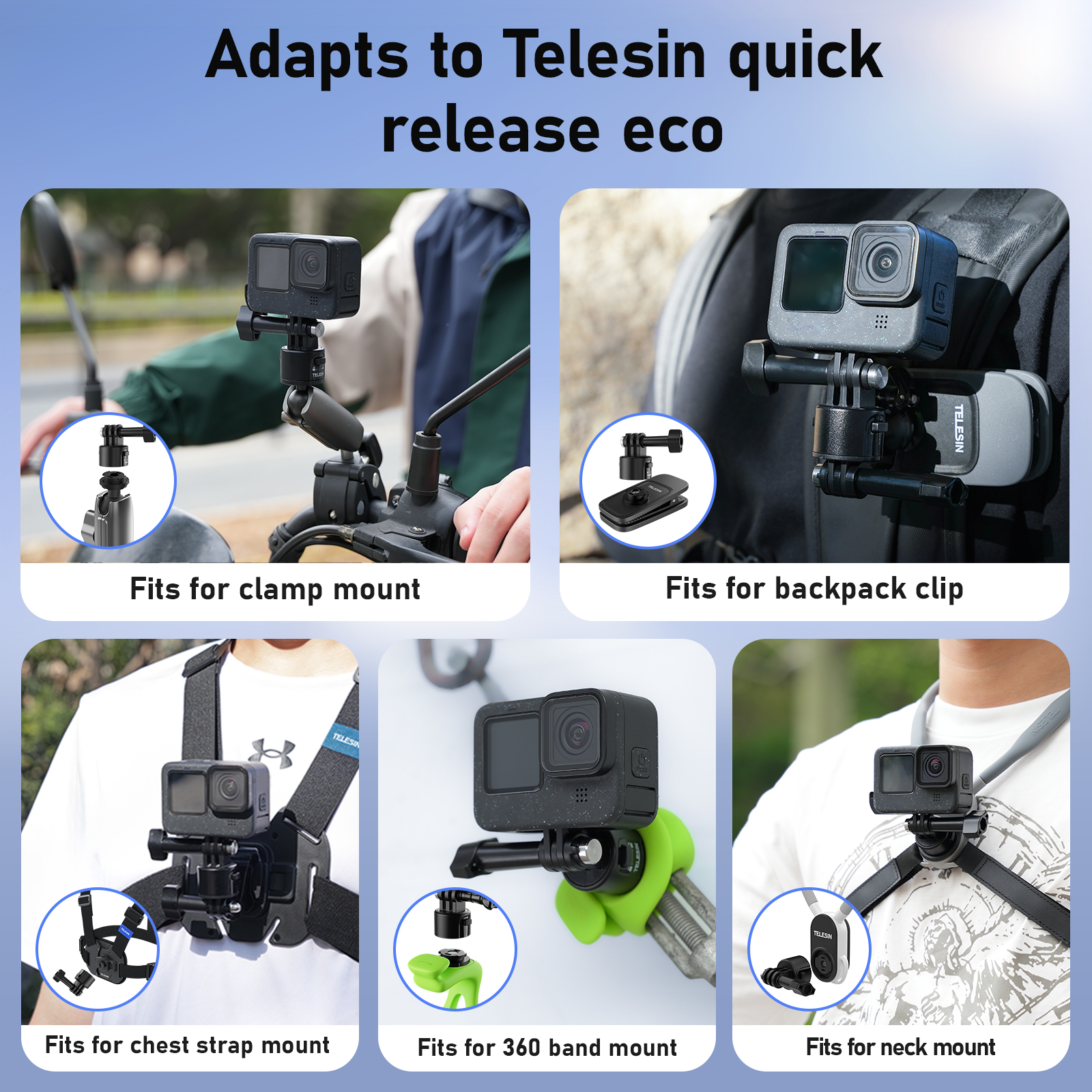 گیره 360 درجه TELESIN برای نصب دوربین روی موتور، دوچرخه و اسکوتر