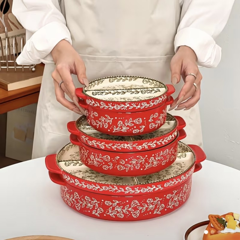 ظرف گرد سرو سرامیکی متوسط