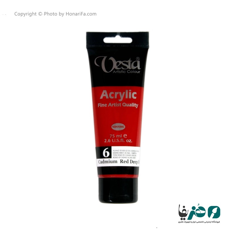 رنگ اکریلیک وستا مدل 6 Cadmium Red Deep Hue حجم 75 میلی لیتر
