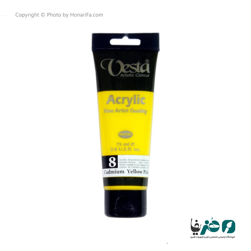 رنگ اکریلیک وستا مدل 8 Cadmium Yellow Pale Hue حجم 75 میلی لیتر