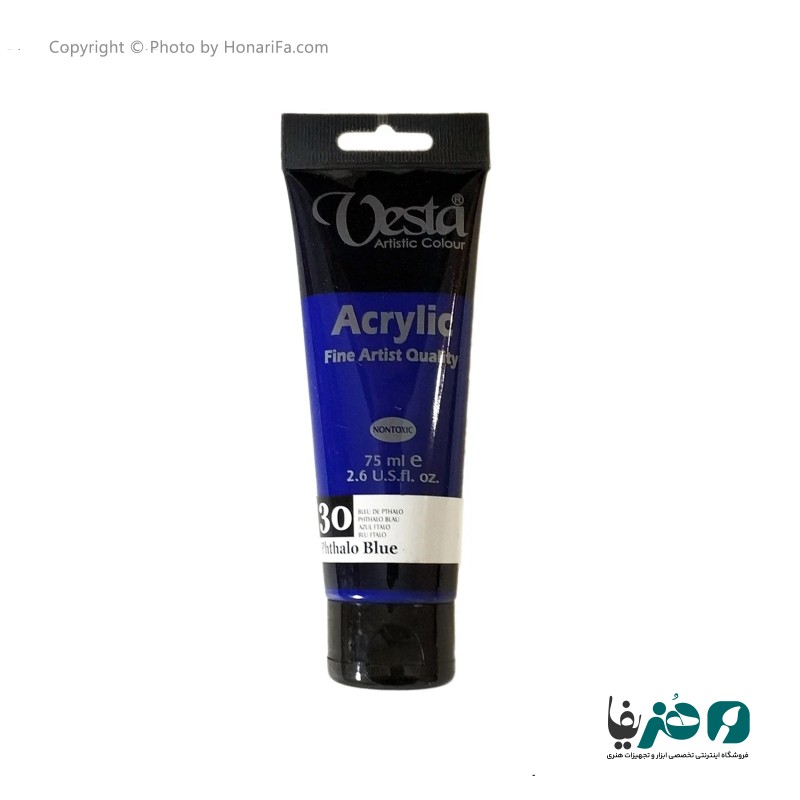 رنگ اکریلیک وستا مدل 30 Phtalo Blue حجم 75 میلی لیتر