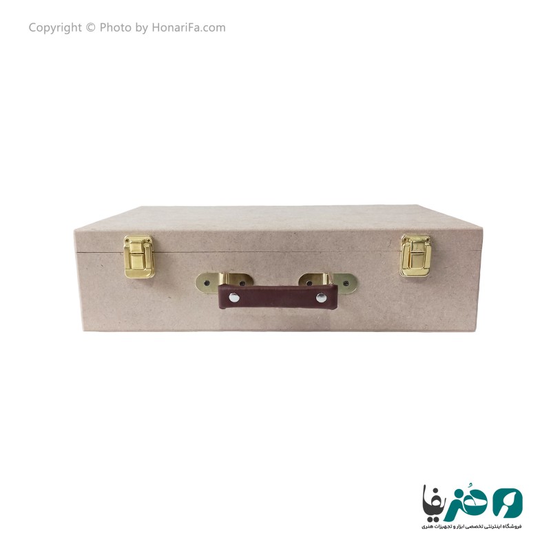 چمدان چوبی قفل دار دسته چرمی 53x36x10 سانتی متری