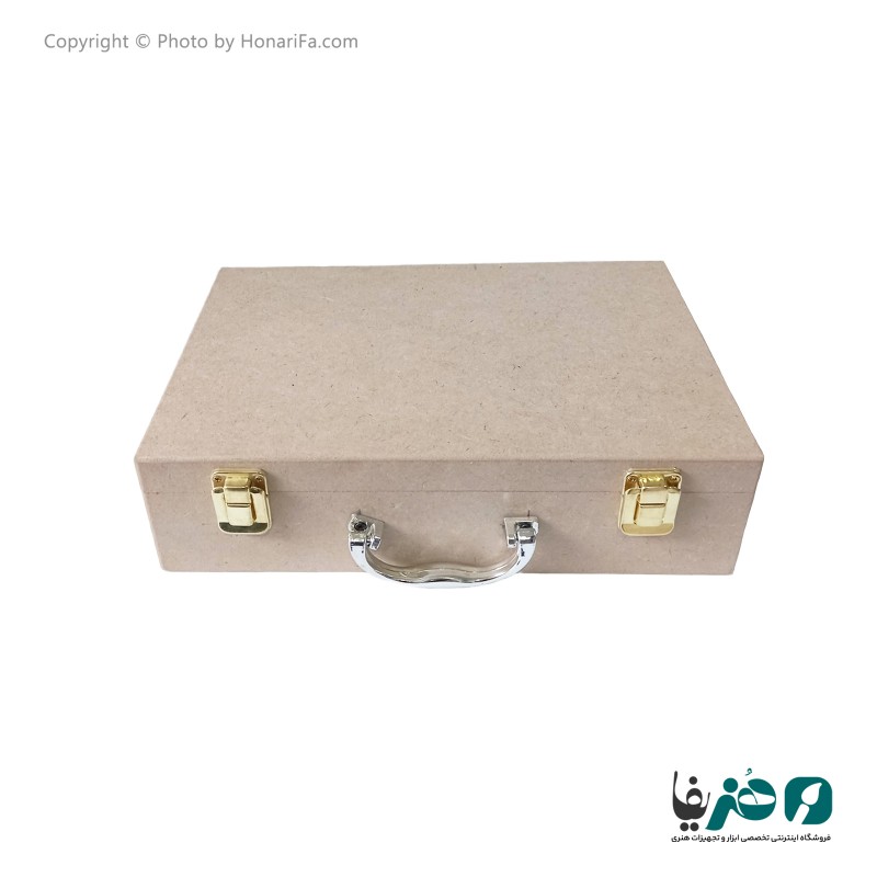 چمدان چوبی قفل دار دسته فلزی 20x30x8 سانتی متری