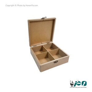 جعبه چوبی تقسیم مربع با چاپ هنریفا 20x20 سانتی متری