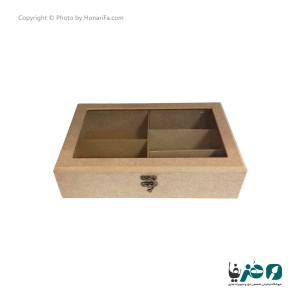 جعبه چوبی پذیرایی مدل 5 خانه درب شیشه ای 20x30 سانتی متری
