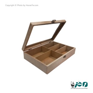 جعبه چوبی تقسیم مستطیل مدل 4 با چاپ هنریفا 20x30 سانتی متری