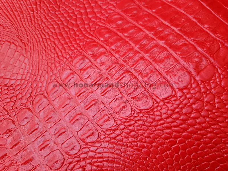 چرم طبیعی گاوی طرح کروکو رنگ قرمز