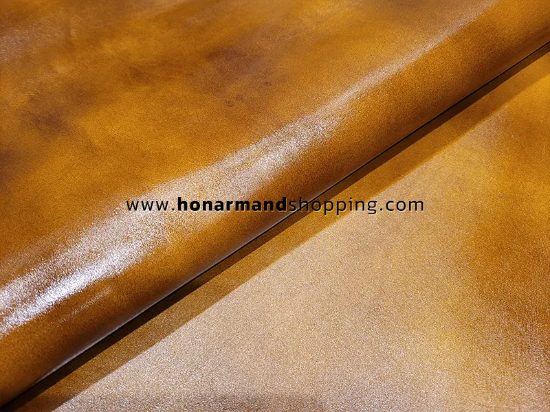 چرم طبیعی گاوی طرح ابر و بادی رنگ گردویی