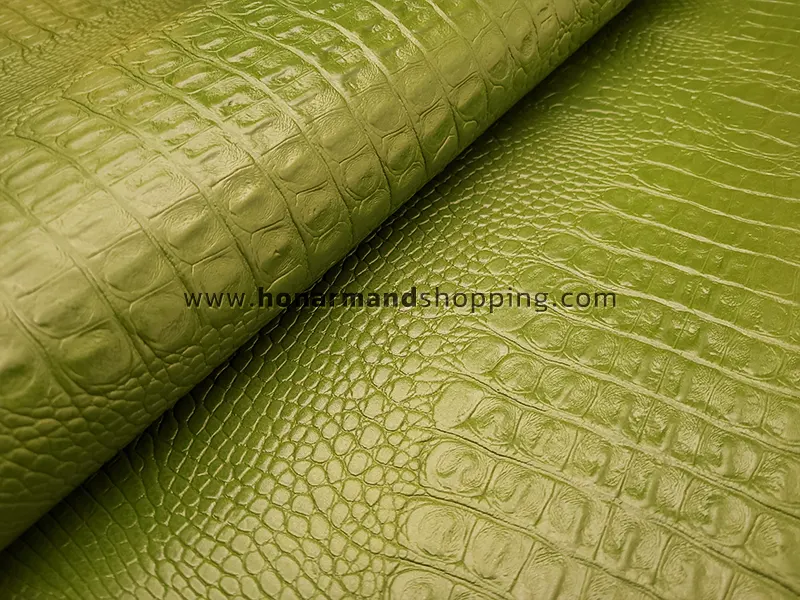 چرم طبیعی گاوی طرح کروکو رنگ سبز