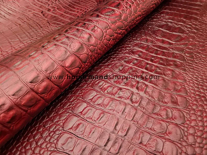 چرم طبیعی گاوی طرح کروکو رنگ زرشکی 17.25 فوت