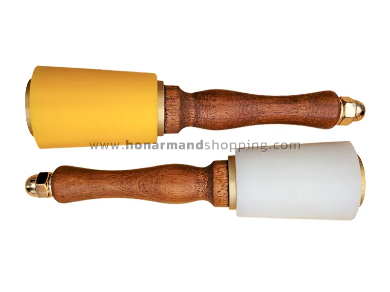 چکش تفلون استوانه ای دسته چوبی