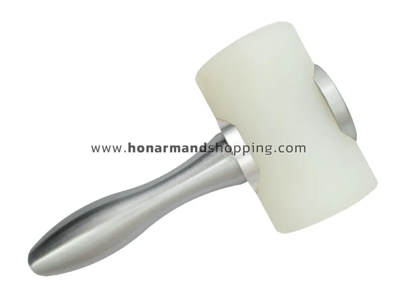 چکش تفلون دوطرفه دسته استیل رنگ سفید