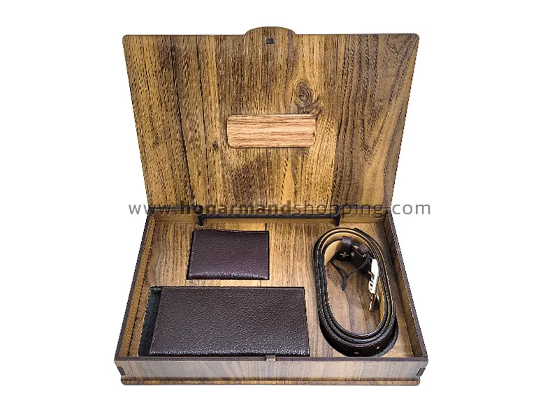 ست سه تکه کیف پول، جاکارتی و کمربند مردانه تمام چرم