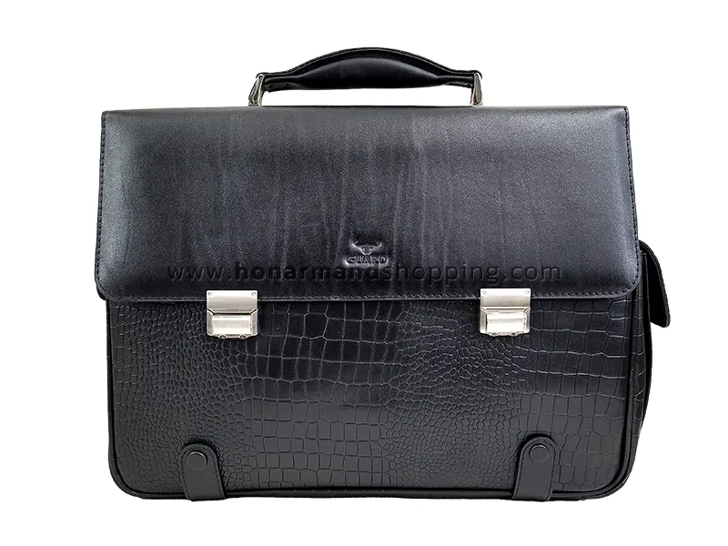 کیف اداری تمام چرم مدل بغل جیب دار رنگ مشکی