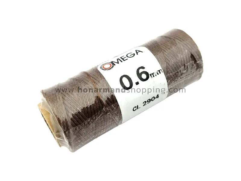 قرقره نخ موم دار OMEGA سایز 0.6  رنگ قهوه ای کد 2904