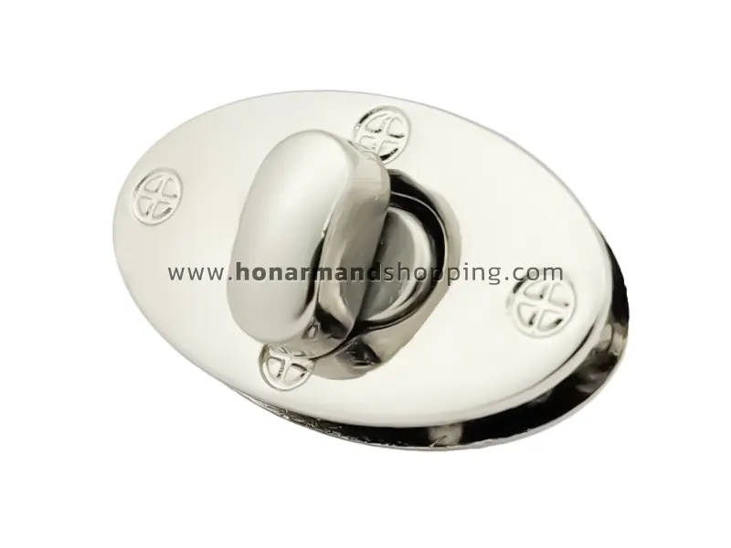 قفل پیچک بیضی طرح 4 پیچ سایز کوچک رنگ نیکل