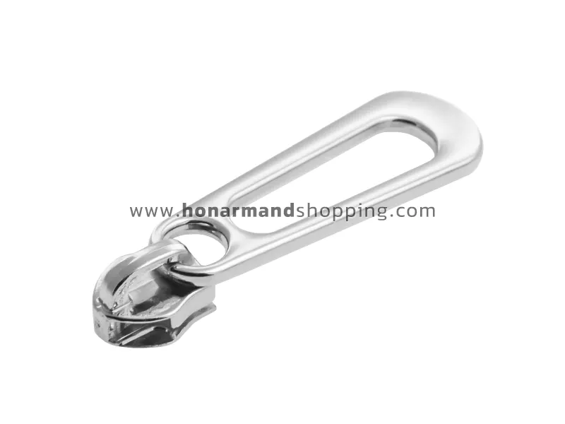 سرزیپ وسط بیضی کشیده سایز ۶ رنگ نیکل مناسب زیپ پلاستیک