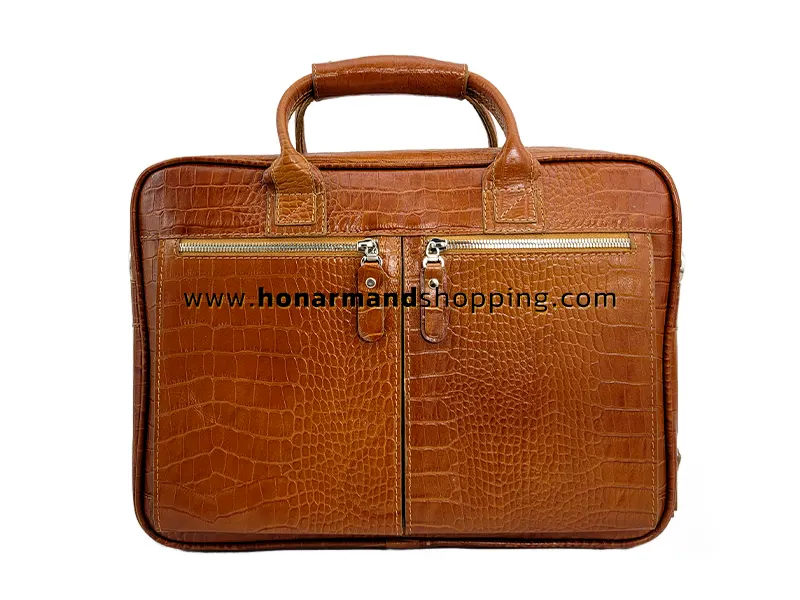 کیف اداری تمام چرم رنگ عسلی