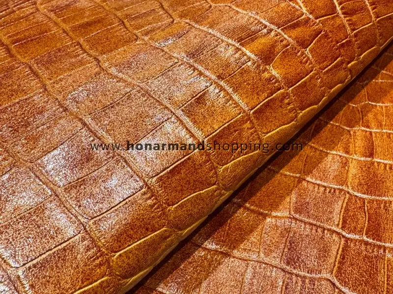 چرم گاوی طرح روکو رنگ عسلی