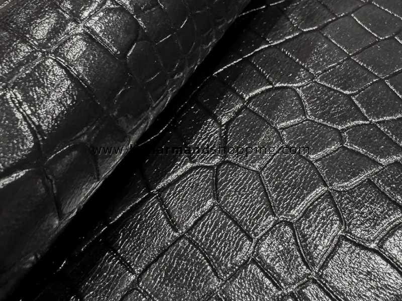 چرم طبیعی شتر طرح روکو رنگ مشکی