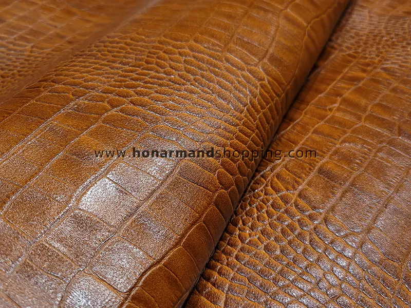 چرم بزی طرح روکو رنگ عسلی