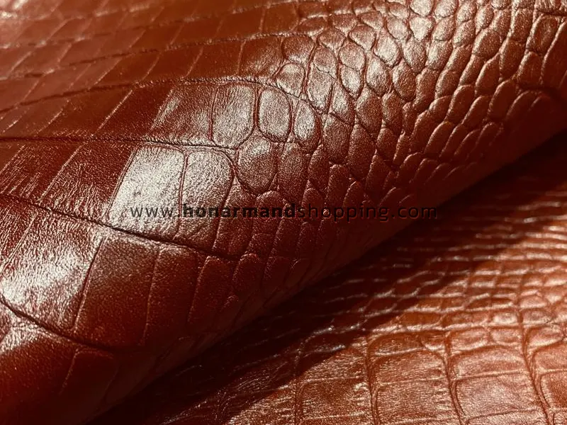 چرم گاوی طرح روکو رنگ قهوه ای روشن