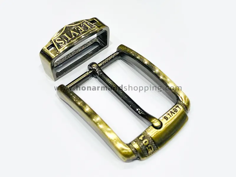 سگک کمربند پل دار طرح levi's سایز 3.5 رنگ زردقلم