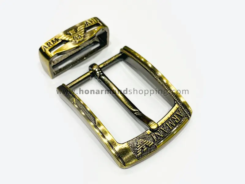 سگک کمربند پل دار  طرح ARMANI سایز 3.5 رنگ زردقلم